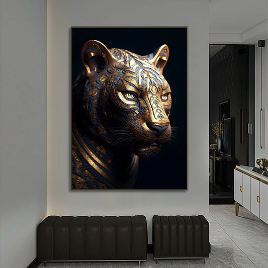 Modern Metallic Wildlife Canvas Painting | Stylish Home accent for Animal lovers