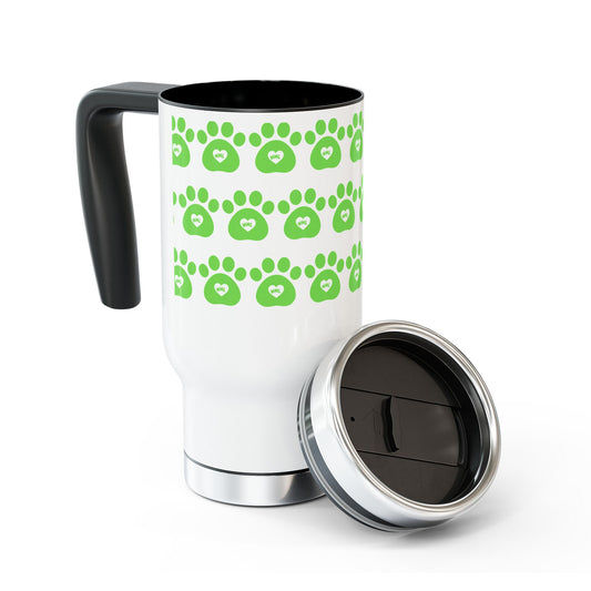 Paw Print Stainless Steel 14oz Travel Mug | Eco-Friendly & BPA Free | Supports Animal Welfare