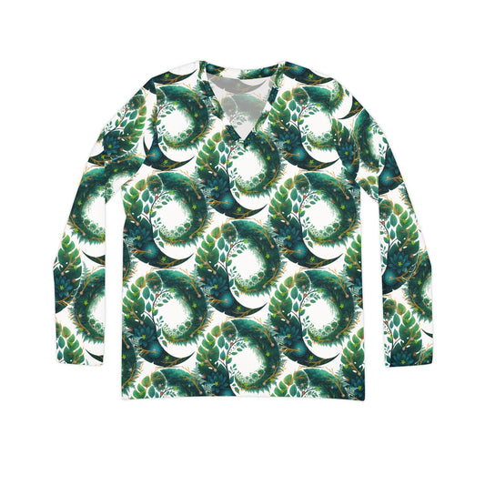 Bohemian Nature Print Long Sleeve V-Neck Shirt | Women's Eco-Friendly Floral Top that Supports Animal Welfare