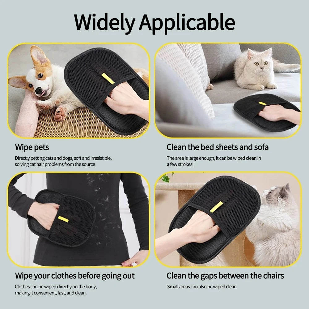 Removes Lint Gloves,Clothes Pet Hair Removal Gloves Double Sided Reusable Grooming Tool for Dogs Cat Fur Static Cleaning Gloves