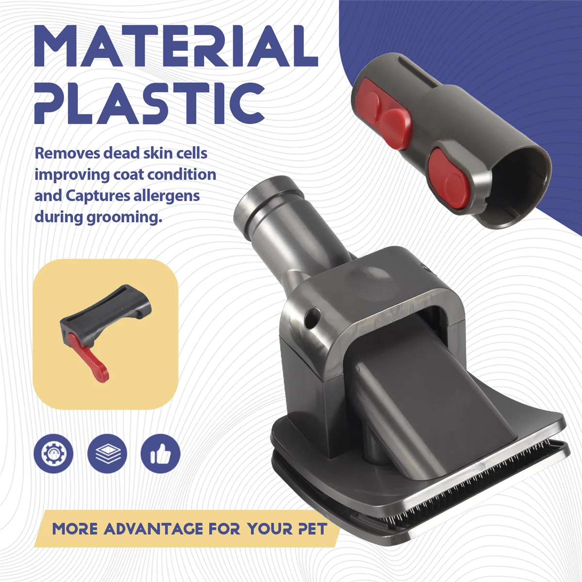 Unique Groom Tools for V15 V11 V10 V8 V7 V6 Vacuum Cleaner, Pet Grooming Tool, with Attachment Adapter and Trigger Lock