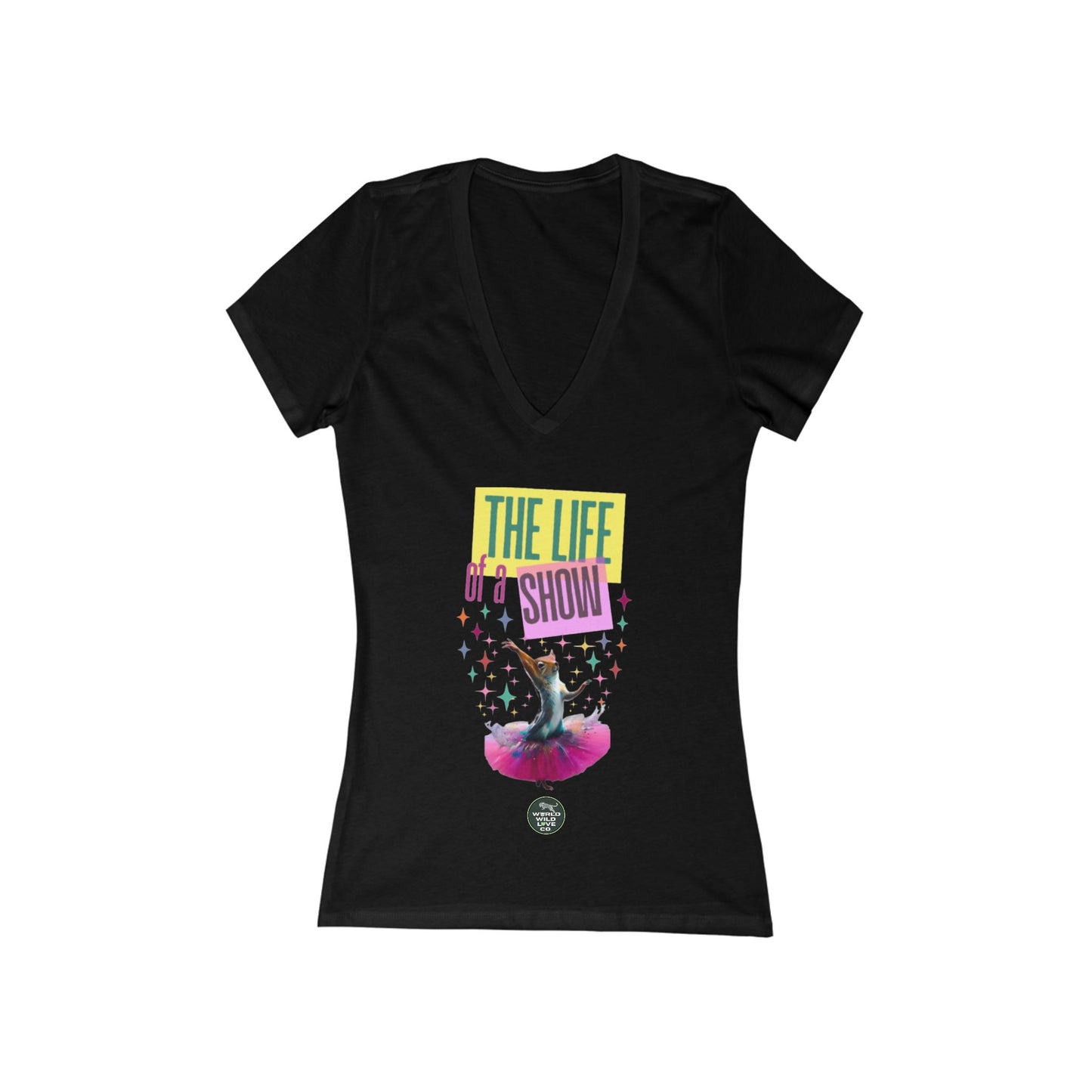 Life of a Show Squirrel V-Neck Women's Graphic Tee | Funny Novelty Apparel that Supports Animal