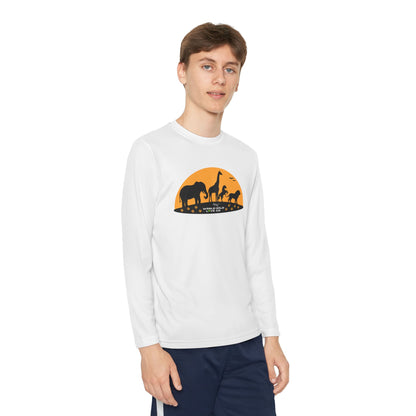 Youth Long Sleeve Tee — Safari Sunset Animal Silhouette