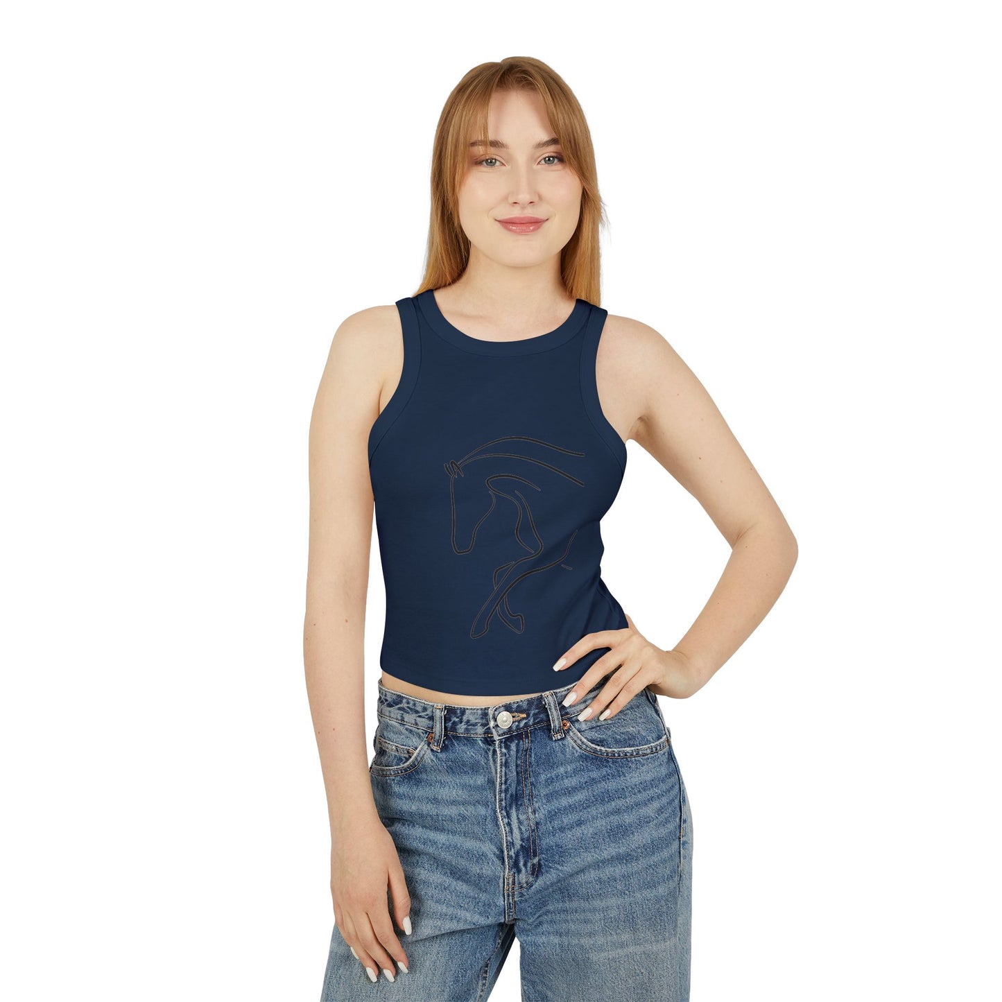 Horse Print Women's Micro Rib Racer Tank | Summer Fashion that Supports Animal Welfare