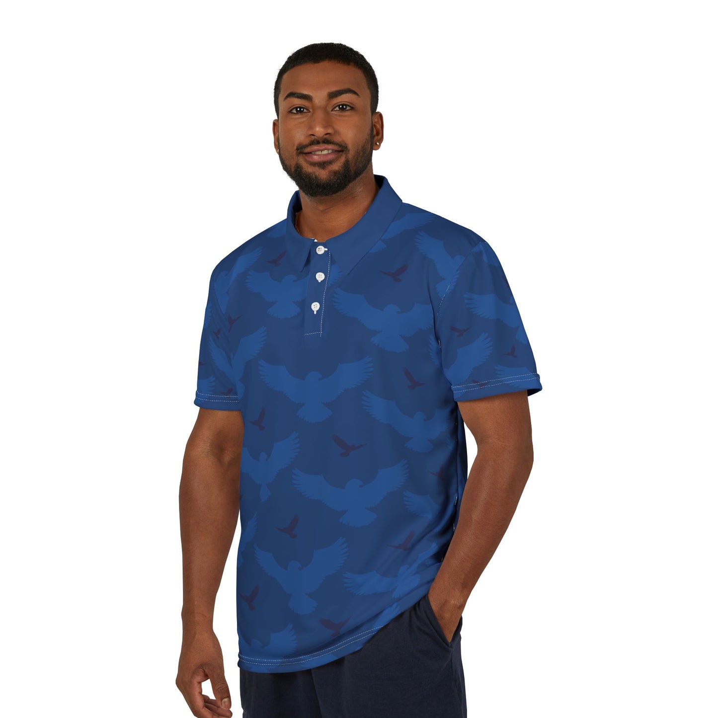 WWL Signature Men's Polo Shirt |  Hawk Print Casual Men's Apparel