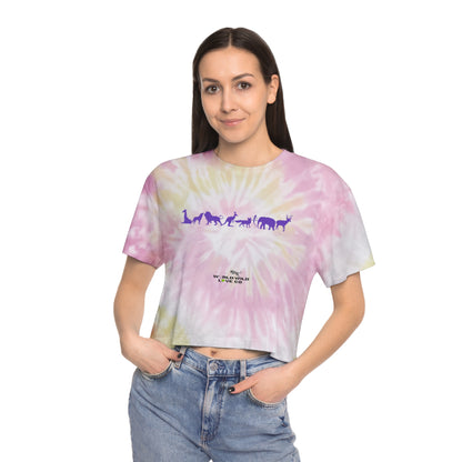 Animal Themed Women's Tie-Dye Crop Tee | Eco-Friendly Boho Style that Supports Animal Welfare