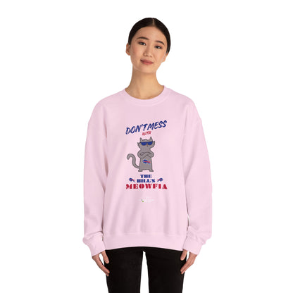 Buffalo Bills "Meowfia" Unisex Crewneck| Fun Classic Eco-Friendly Apparel that Supports Animal Welfare