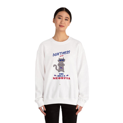 Buffalo Bills "Meowfia" Unisex Crewneck| Fun Classic Eco-Friendly Apparel that Supports Animal Welfare