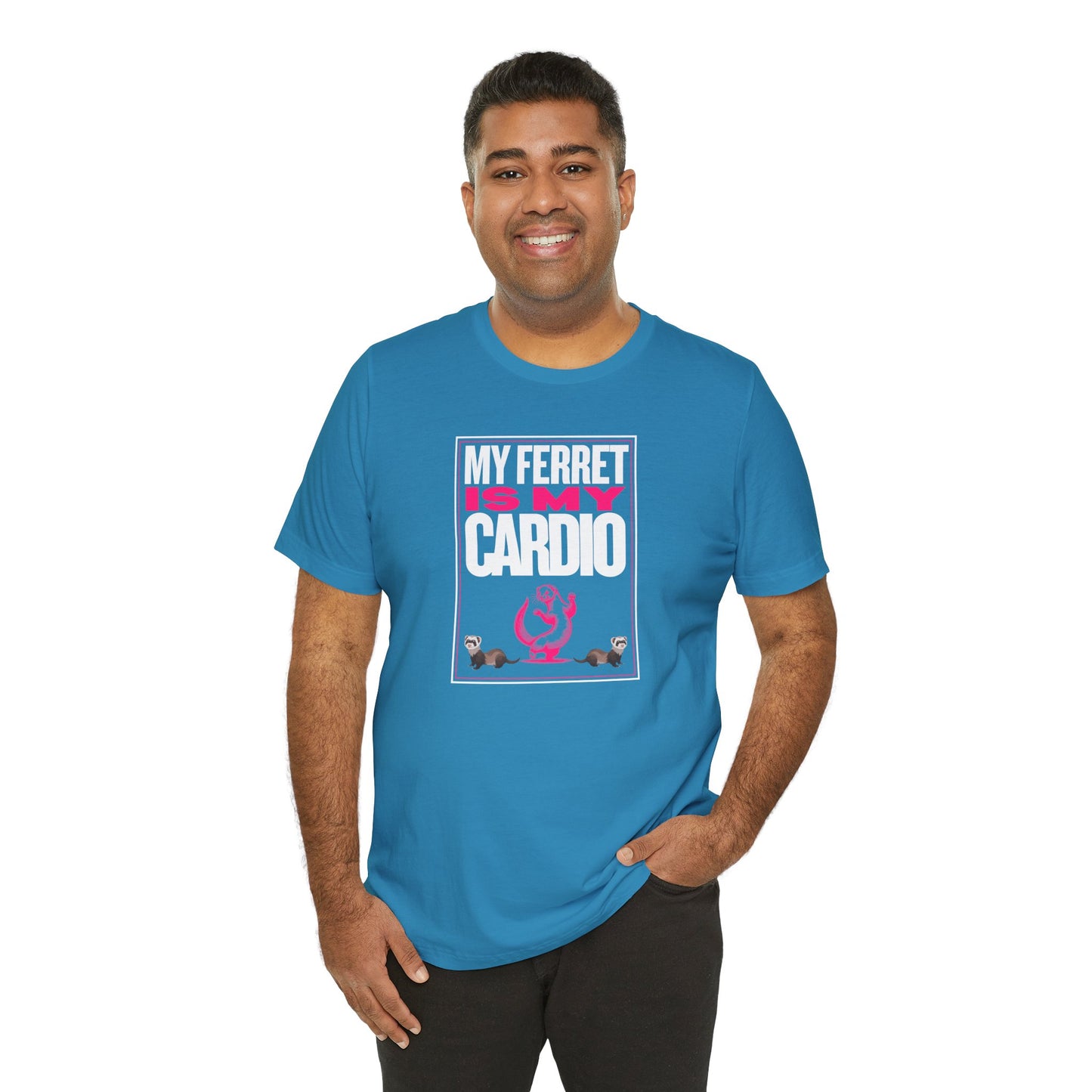 "My Ferret is My Cardio" Unisex Tee | Funny Novelty Apparel that Supports Animal Welfare | World Wild Love Co.