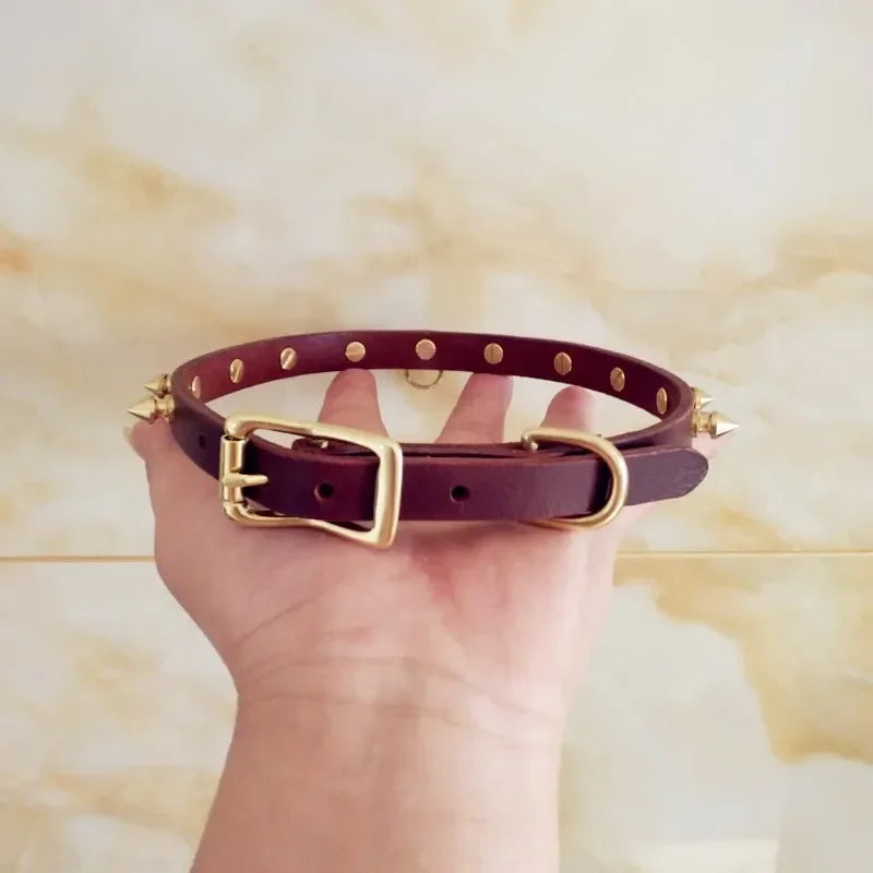 Handmade Cowhide Studded Pet Collar