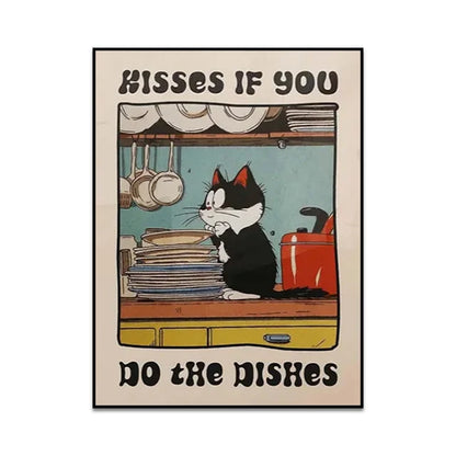 Funny Cat Canvas Wall Art | Unique Home Decor for Cat Lovers