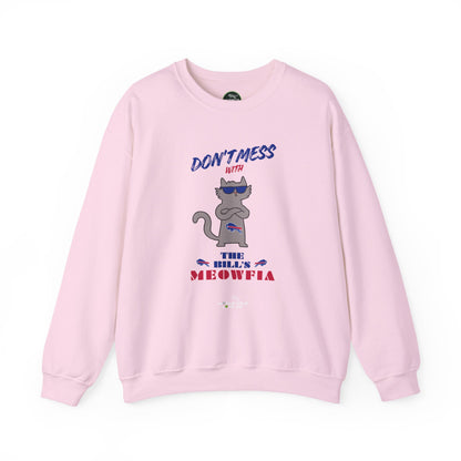 Buffalo Bills "Meowfia" Unisex Crewneck| Fun Classic Eco-Friendly Apparel that Supports Animal Welfare
