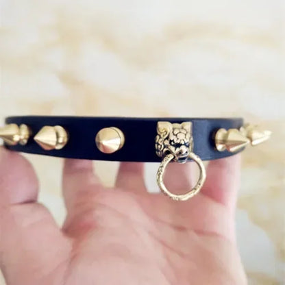 Handmade Cowhide Studded Pet Collar