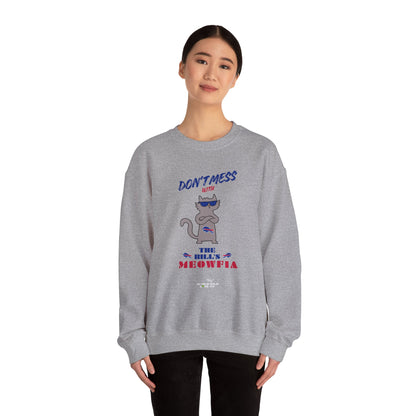 Buffalo Bills "Meowfia" Unisex Crewneck| Fun Classic Eco-Friendly Apparel that Supports Animal Welfare