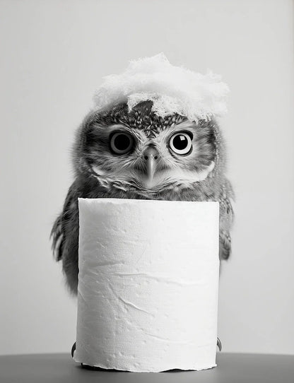 Cute Black and White Animal Poster Print |  Bathroom Wall Art for Animal Lovers