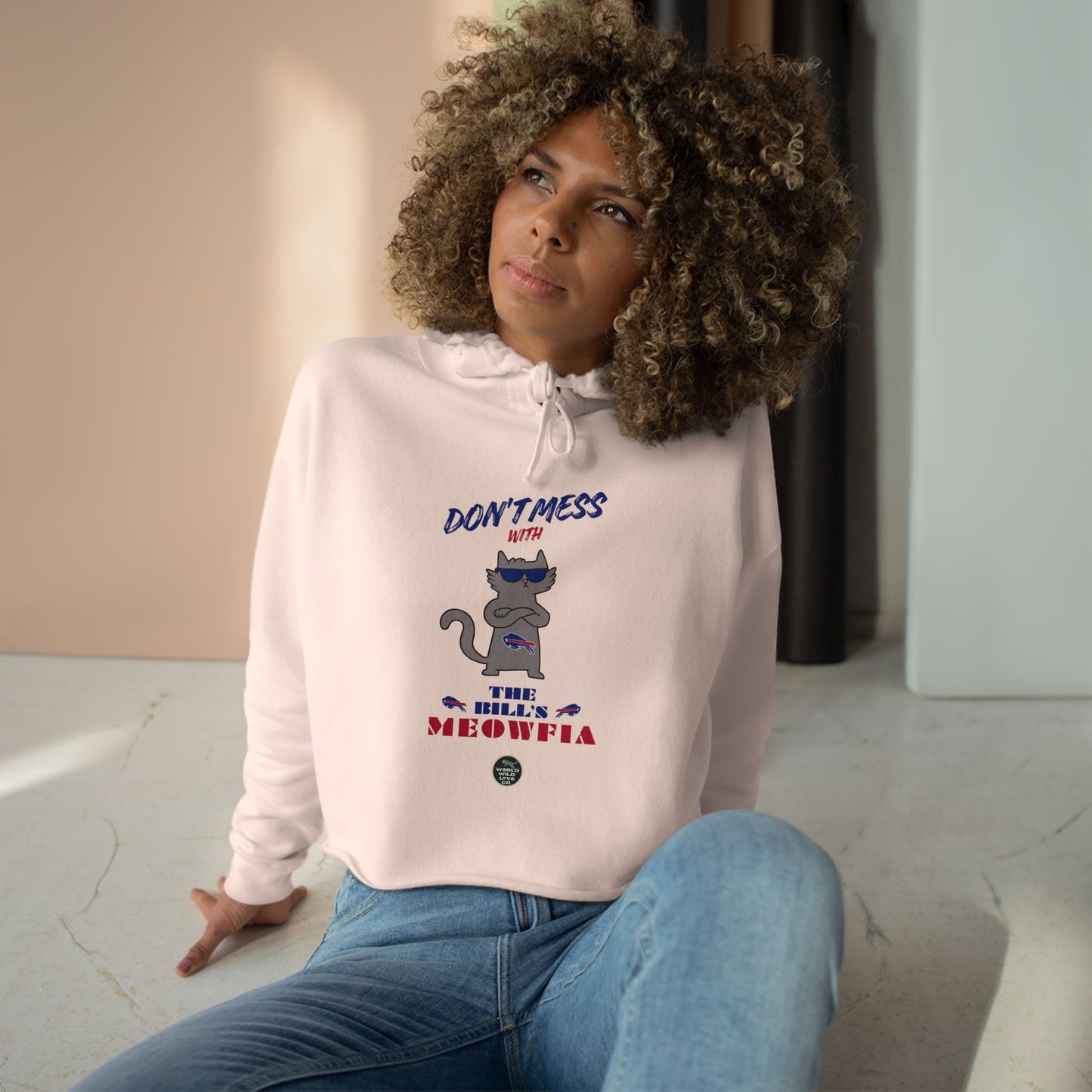 Buffalo Bills "Moewfia" Women's Cropped Hoodie | Classic Eco-Friendly Apparel to Support Animal Welfare