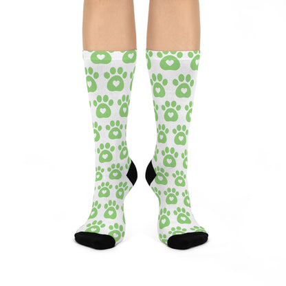 Playful Paw Print Unisex Crew Socks |  Essential Accessories to Support Animal Welfare