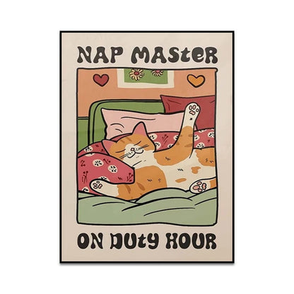 Funny Cat Canvas Wall Art | Unique Home Decor for Cat Lovers