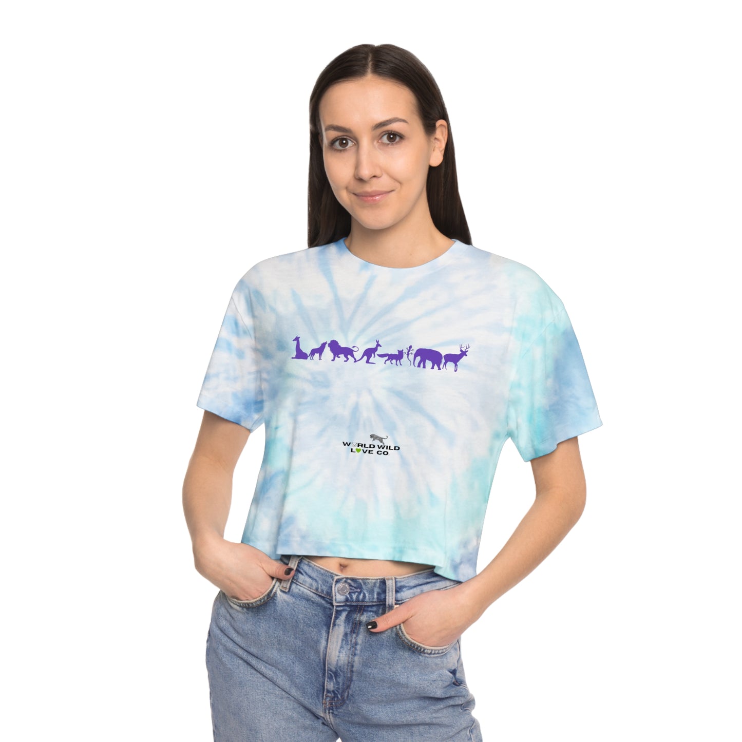 Animal Themed Women's Tie-Dye Crop Tee | Eco-Friendly Boho Style that Supports Animal Welfare