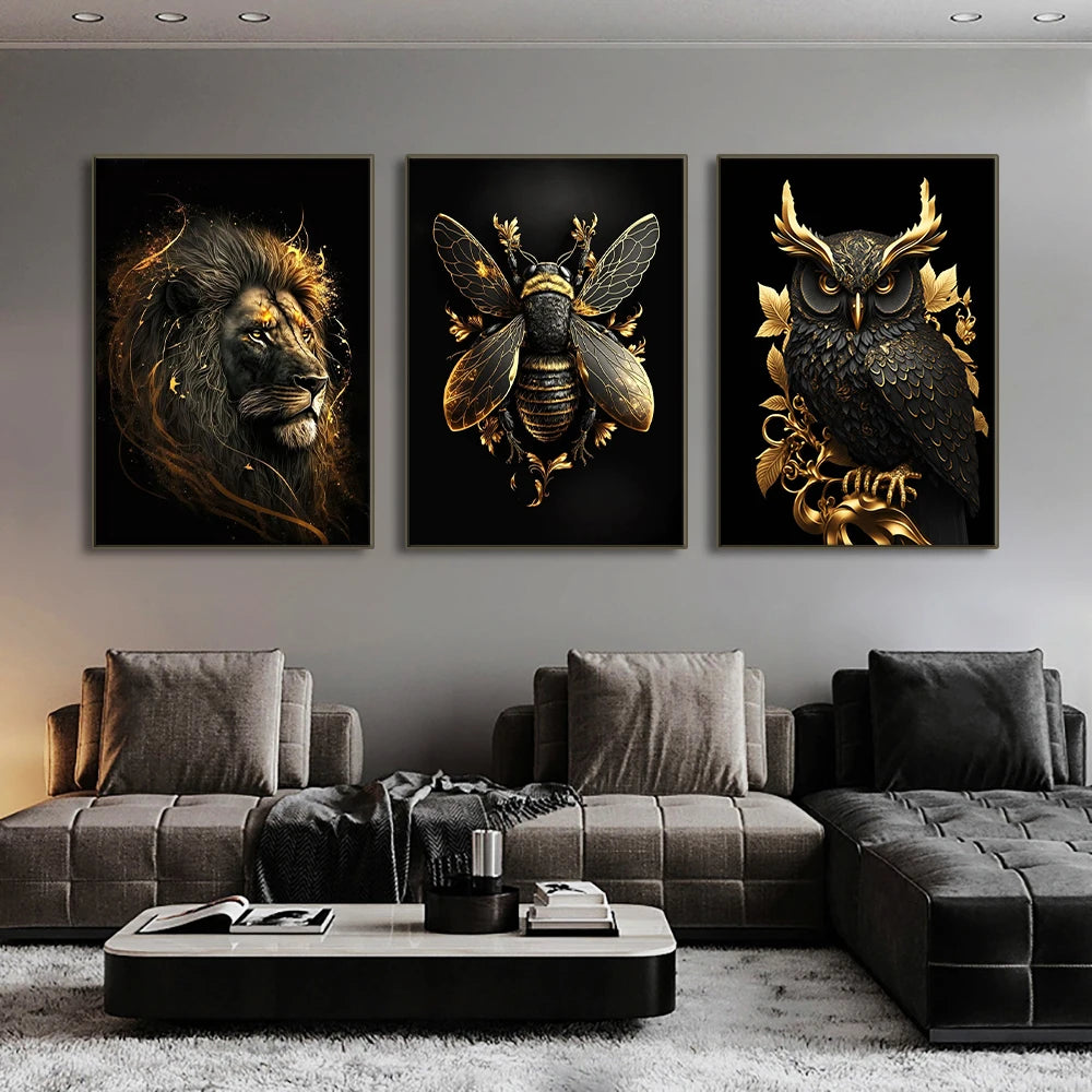 Modern Metallic Wildlife Canvas Painting | Stylish Home accent for Animal lovers
