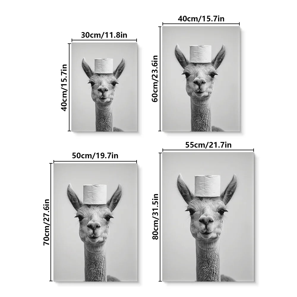 Cute Black and White Animal Poster Print |  Bathroom Wall Art for Animal Lovers