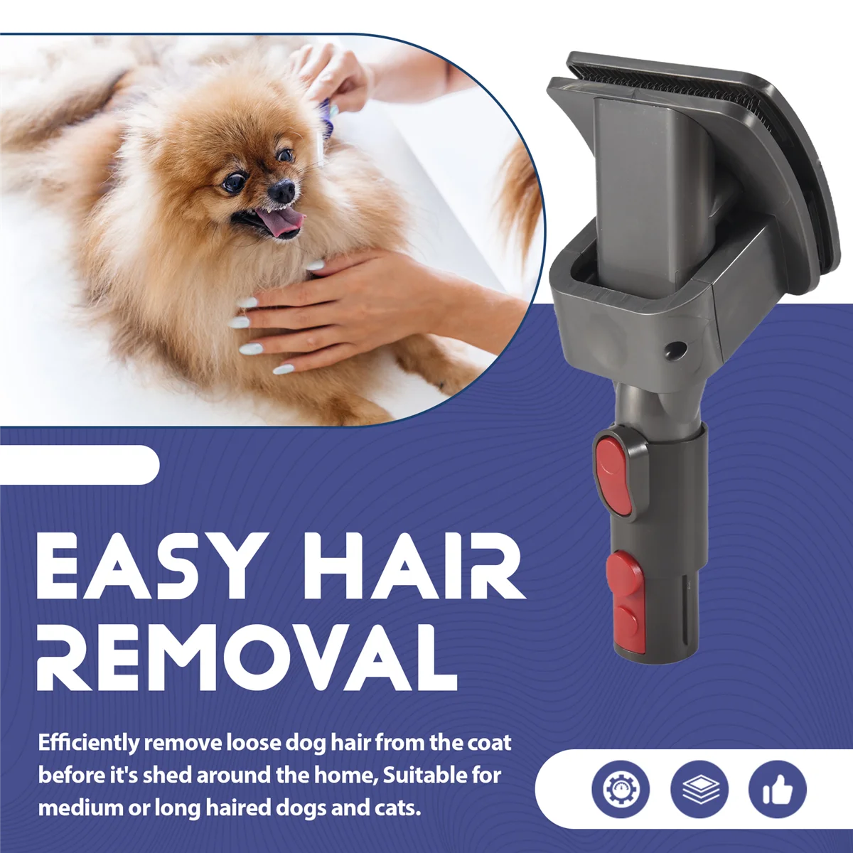 Unique Groom Tools for V15 V11 V10 V8 V7 V6 Vacuum Cleaner, Pet Grooming Tool, with Attachment Adapter and Trigger Lock