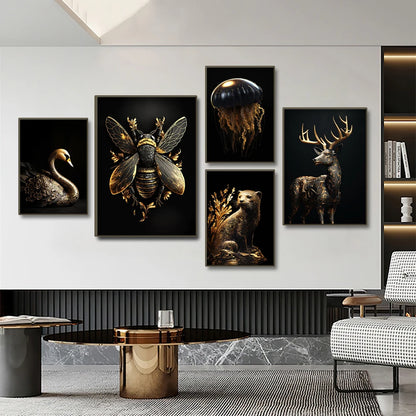 Modern Metallic Wildlife Canvas Painting | Stylish Home accent for Animal lovers