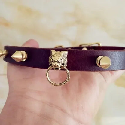 Handmade Cowhide Studded Pet Collar