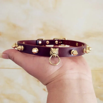 Handmade Cowhide Studded Pet Collar
