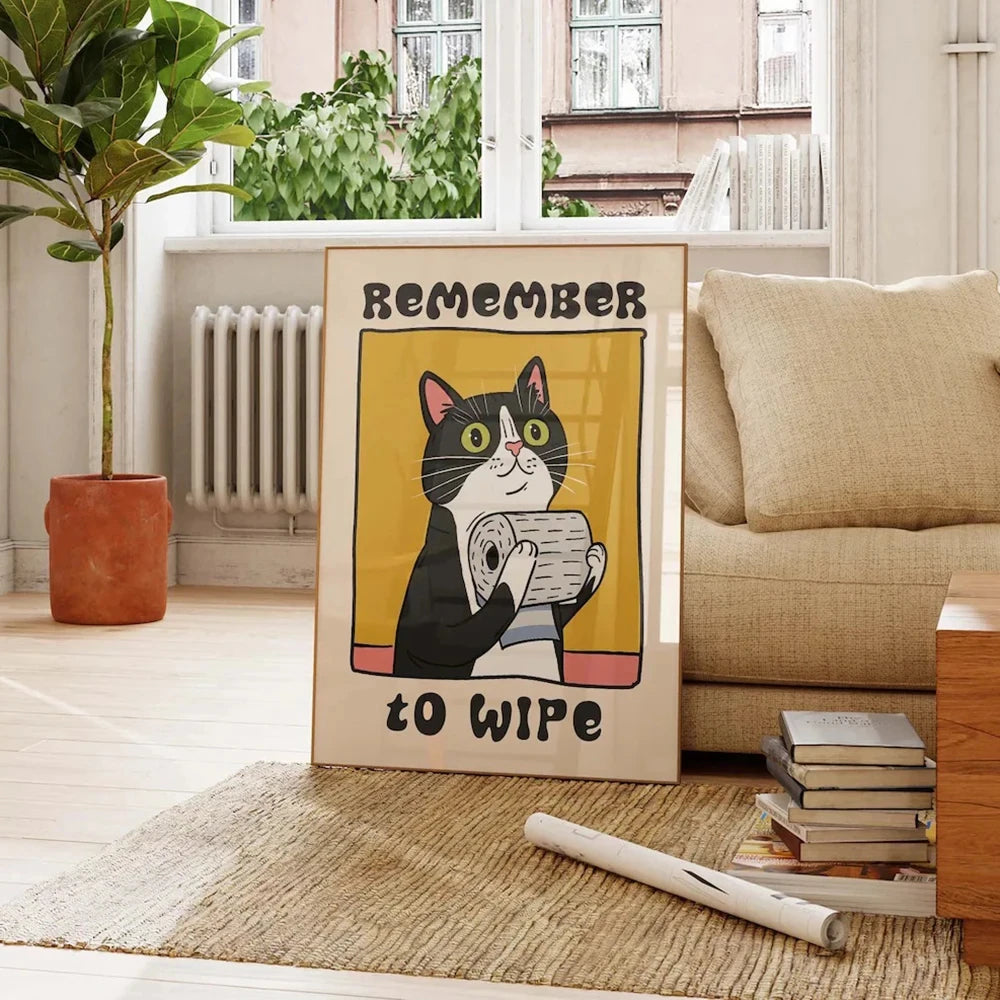 Funny Cat Canvas Wall Art | Unique Home Decor for Cat Lovers