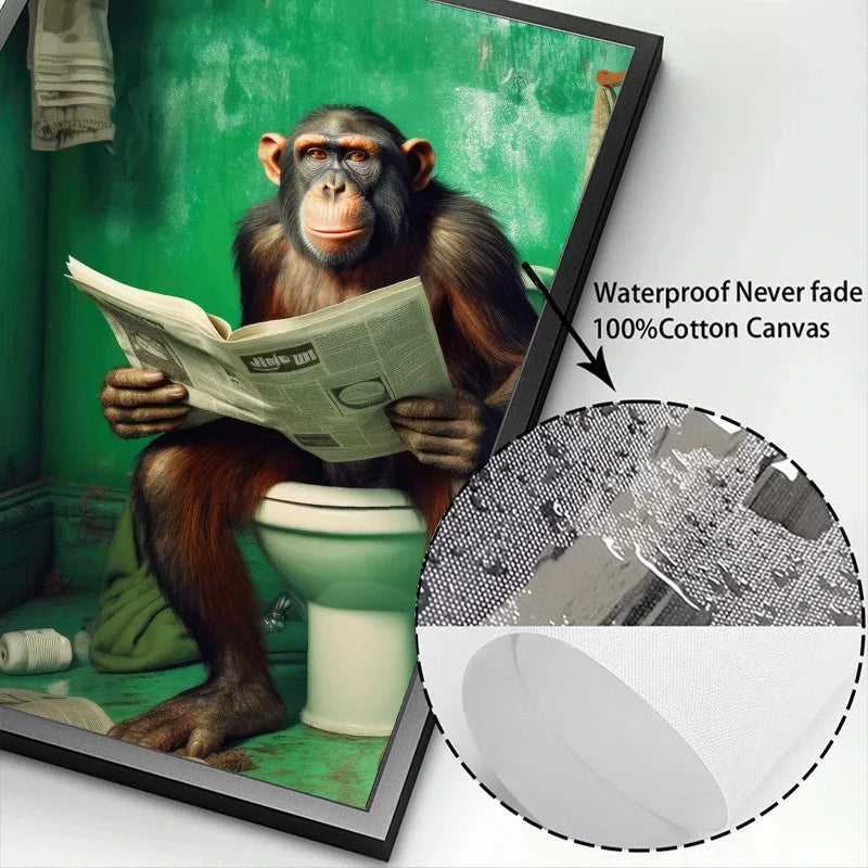 Quirky Animals on the Toilet Canvas Art Prints | Home Decor