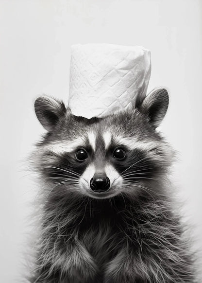 Cute Black and White Animal Poster Print |  Bathroom Wall Art for Animal Lovers