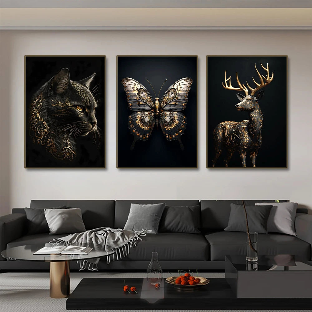 Modern Metallic Wildlife Canvas Painting | Stylish Home accent for Animal lovers